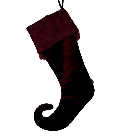 Christmas Holiday Stocking Victorian Inspired Satin Velvet Sequined Floral - Picture 8 of 9